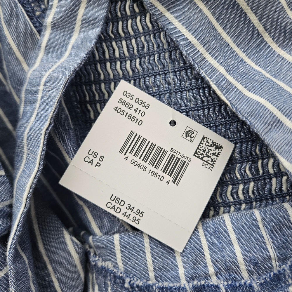 NEW American Eagle Blue Pin Striped Sleeveless Peplum Top Womens Medium - Picture 3 of 4